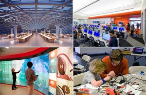 What’s missing from these four pictures of library interiors?